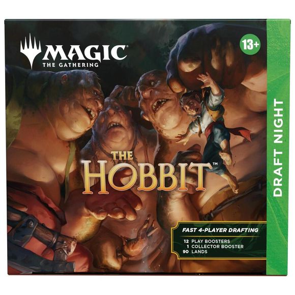 Release Date: Aug 14, 2026
Contents:
• 12 Magic: The Gathering® | The Hobbit Play Boosters
• Each Play Booster contains 14 Magic: The Gathering cards
• May contain these cards: HOB 1–248
• Includes 1–3 cards of rarity Rare or higher (2: 26%; 3: 2%)
• 3–5 Uncommon
• 7–9 Common
• 1 land card
• 1 card of any rarity is Traditional foil
• Foil borderless rare/mythic rare in <1% of boosters
• Traditional foil land replaces a land in 20% of boosters
• 1 Magic: The Gathering® | The Hobbit Collector Booster
• Each C