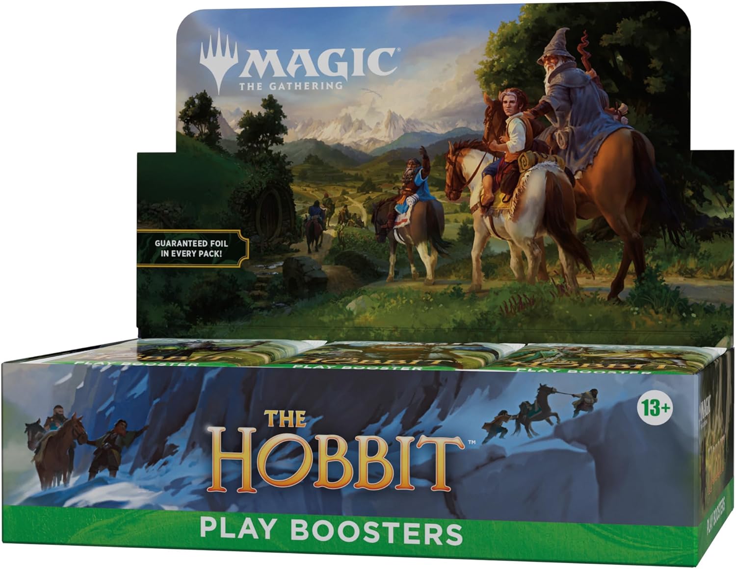 Release Date: 08/14/2026
Return to Middle-earth and experience a timeless tale's grand beginning! Set out from The Shire with Bilbo, Gandalf, and their company of Dwarves in pursuit of fortune, adventure, and the dreadful Dragon Smaug. Amass and recruit your armies in the shadow of The Lonely Mountain, then battle it out to claim the treasures of Erebor!
Each Play Booster Display comes with a Middle-earth Box Topper card.
Contents:
1 Middle-earth Box Topper card
30 Magic: The Gathering® | The Hobbit™Play Bo
