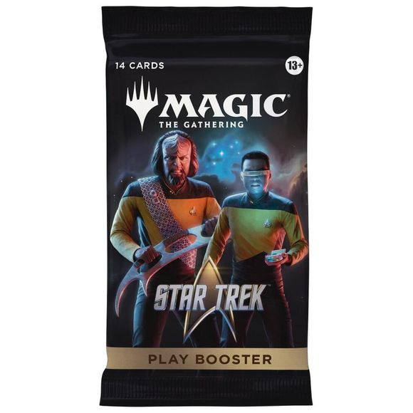 Release Date: 11/13/2026
Play Boosters are the ideal booster for the play environment, especially Limited format events. Whether players are drafting with friends, questing for Booster Fun, or simply expanding their collection, they'll find that Play Boosters have something for everyone.
Magic: The Gathering | Star Trek is a 2026 Universes Beyond set that brings the world of Star Trek to your Magic game. Draft powerful decks, engage in interstellar battles, and explore the vastness of deep space with cards