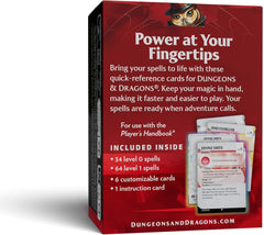 Dungeons & Dragons Reference Cards Spells Level 0-1 D&D