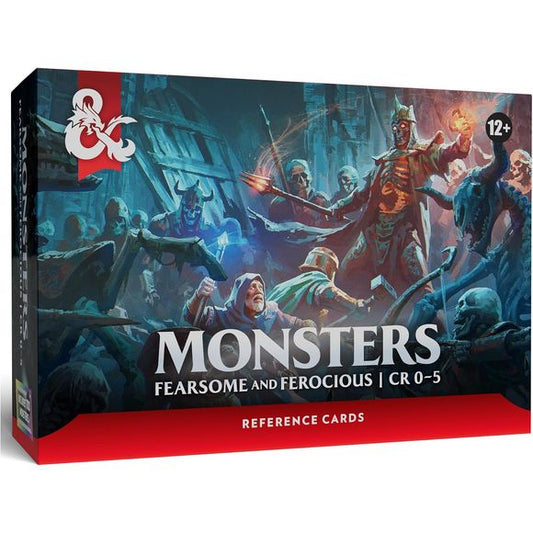 Bring your encounters to life with these beautifully illustrated quick-reference cards for Dungeons & Dragons. Each stat block puts a monster’s details in your hands, making combat faster, smoother, and more immersive. For use with the Monster Manual. Included inside: 20 Aberration cards, 14 Construct cards, 17 Dragon cards, 6 Giant cards, 5 Ooze cards, 13 Plant cards, 25 Undead cards, and 1 instruction card.