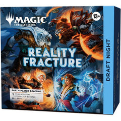 Release Date: Oct 2, 2026
It's a draft party in a box! Draft Night is the self-contained kit for hosting a Pick-Two Draft for four players. Pick-Two encourages fast, dynamic drafting that's great for kitchen-table play or adding a dash of variety to game night! Crown the winner with the packed-in Reality Fracture Collector Booster (or you can keep it for yourself—we won't judge).
Contents:
12 Reality Fracture Play Boosters
1 Reality Fracture Collector Booster
90 lands
10 double-sided tokens