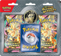 Release Date: 02/20/2026
Limit 3 Per Customer
Discover a Trainer's Pokemon at the Gym! The Celadon City Gym, led by Gym Leader Erika, is filled with beautiful greenery and Grass-type Pokemon galore. Visitors to Medali in the Paldea region have the chance to battle Gym Leader Larry and his Normal-type Pokemon. In this collection, you'll find a promo card featuring either Erika's Tangela or Larry's Komala, a metallic coin featuring your chosen Gym Leader, and two booster packs from the special Mega Evolution-