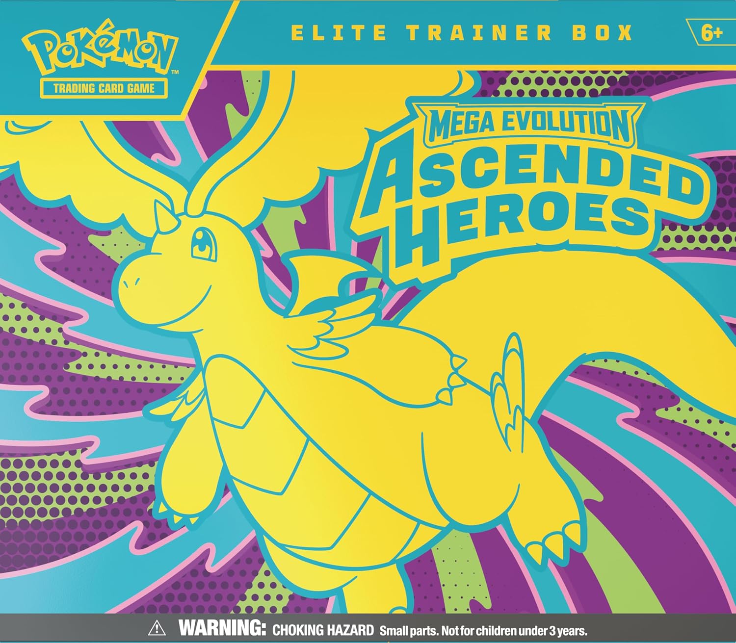 LIMIT 3 per person
Release Date: 02/20/2026
Marvel at the awesome potential as Mega Dragonite ex takes flight, leading a gathering of all-star Pokémon to battle! Trainer’s Pokémon and Stellar Tera Pokémon ex join returning and newly discovered Mega Evolution Pokémon ex, including some with special artwork showing off their biggest and boldest attacks. Celebrate the stars of Scarlet & Violet and the dawn of Mega Evolution with the Pokémon TCG: Mega Evolution—Ascended Heroes expansion!
The Pokémon TCG: Ascen