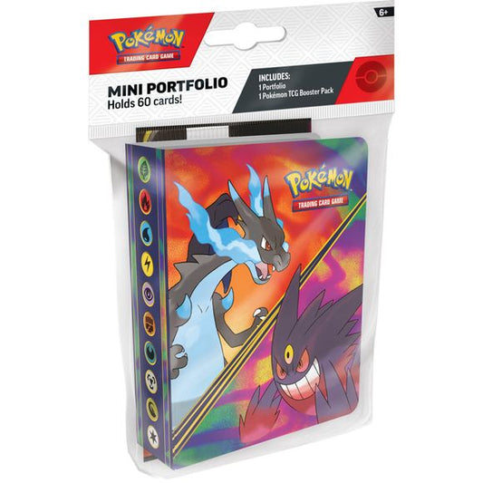 Store Your Cards in Style! Store up to 60 of your latest and greatest Pokemon cards in this mini portfolio. Each portfolio comes with a Pokemon TCG booster pack, so you can start filling it up right away!