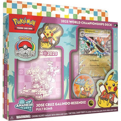 PLAY LIKE A CHAMPION! Grab a World Championships deck and play like a champion! Choose one of four powerful decks, each a card-for-card replica of an actual title-contender's deck from the 2025 Pokemon Trading Card Game World Championships in Anaheim, California! Each 2025 Pokemon TCG World Championships Deck includes: 60-card World Championships Deck, 2025 World Championships booklet, 2025 World Championships pin, 2025 World Championships coin, 2025 World Championships deck box, A playmat and poster, and A