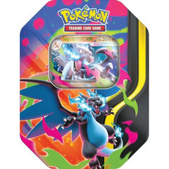 Choose Your Charizard! Under the right conditions—including a strong bond with its Trainer—Charizard can surpass its own limits and Mega Evolve! With this tin, you can choose the raging blue flames of Mega Charizard X ex or the aerial agility of Mega Charizard Y ex, then find more Pokémon inside a handful of booster packs. The Pokémon TCG: Mega Charizard Tin includes: • 1 foil promo card featuring Mega Charizard X ex or Mega Charizard Y ex • 4 Pokémon TCG booster packs • A code card for Pokémon TCG Live