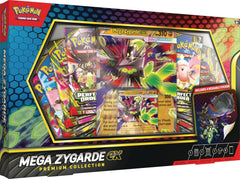Mega Zygarde ex Nullifies the Opposition!
Boasting greater power than ever before, the Legendary Zygarde surprises the world by becoming a Mega Evolution Pokémon ex! Its strong attacks can decimate your opponent’s strategy by overwhelming their Pokémon with damage. In this collection, you get a ready-to-play foil promo card featuring Mega Zygarde ex, along with an oversize lenticular card and a tech sticker for display. You’ll also find a stack of booster packs from different Pokémon TCG expansions.
The Po