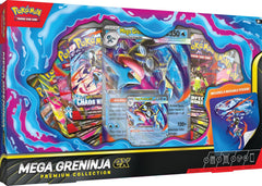 Mega Greninja ex Flips the Battle Upside Down!
Deliver serious damage and take Mega Greninja ex for a spin! Its Mortal Shuriken Ability lets you discard a Basic Water Energy from your hand to place six damage counters on one of your opponent’s Pokémon. Then, finish up your turn with its Ninja Spinner attack—which has the potential to do 200 damage! In this collection, you’ll get a foil promo card featuring the Mega-Evolved form of the Ninja Pokémon in both playable and display sizes, along with a cool tech