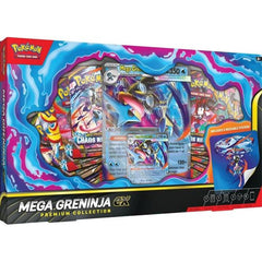 Mega Greninja ex Flips the Battle Upside Down!
Deliver serious damage and take Mega Greninja ex for a spin! Its Mortal Shuriken Ability lets you discard a Basic Water Energy from your hand to place six damage counters on one of your opponent’s Pokémon. Then, finish up your turn with its Ninja Spinner attack—which has the potential to do 200 damage! In this collection, you’ll get a foil promo card featuring the Mega-Evolved form of the Ninja Pokémon in both playable and display sizes, along with a cool tech