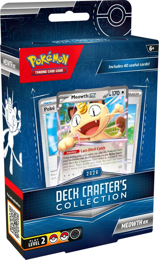 Dozens of Essential Cards for Building Powerful Decks!
Get ready to battle among the best with this collection of 40 tournament-staple cards, including Meowth ex! Whether you want to build a 60-card deck from scratch or simply power up the decks you already have, you can combine these essential Supporter, Item, and Pokémon Tool cards with cards from your own collection to create a strategy that’s ready for everything from friendly matches to major tournaments on the Championship Series stage!
The Pokémon T