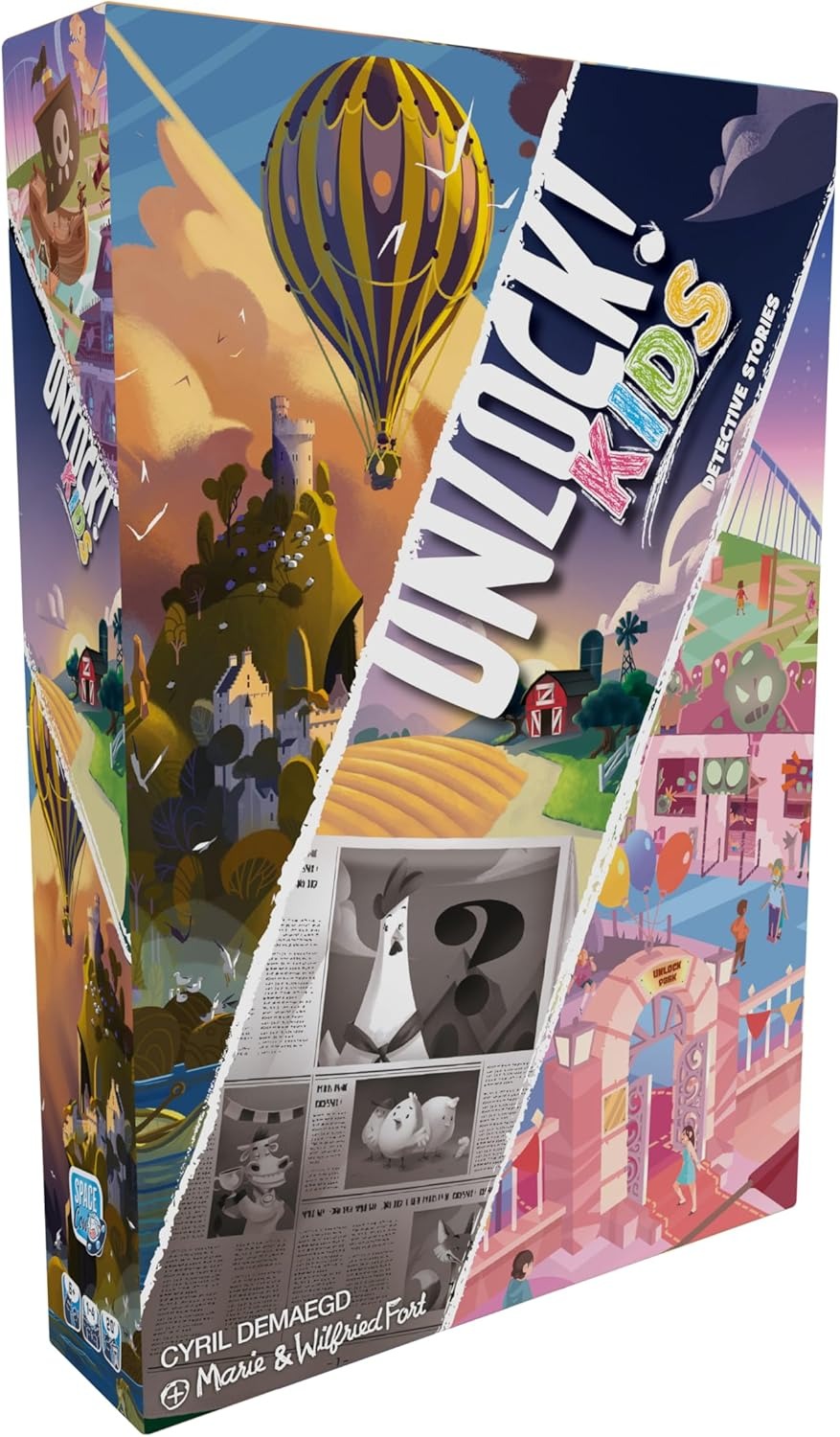 Adapted from the hit Unlock! series of games, Unlock! Kids invites young players and their families to test their mental fortitude and problem-solving skills in a set of escape games adapted from other Unlock! adventures.
Unlock! Kids contains 3 stories, with 2 adventures each, and does not require and app to play. There's even a tutorial that teaches the game as it's played.
1-4 players
Ages 6+
20-60 minute play time