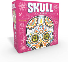 An ancient game of ornate skulls and dangerous roses, Skull is simple to learn but dangerously difficult to win. You must bluff, lie and pierce through the deceptions to expose the roses. Be wary, though - if you happen across a skull, the consequences are dire! Players will hold three rose cards and one skull. Add a card to the pile in front of you and when you feel lucky, announce your challenge and declare how many cards you will flip. Cards that show a rose are safe, but if you expose your opponent's hi
