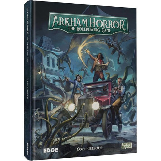 It is the height of the Roaring 20s, and the world has gone mad. Dive into the glamour, danger, and mystery of Arkham Horror in this brand-new roleplaying game! With intuitive, exciting mechanics enabling tough choices and immersive storytelling, all you need is this book and a handful of six-sided dice to start telling stories with your friends! Become one of the few investigators brave and resolute enough to step into the shadows behind our normal world and face the crawling horrors beyond. If you fail, y