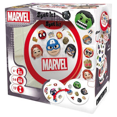 In Spot it!, there is only one common symbol between two cards. Be the first to spot the match to win!
This special edition of Spot it! is perfect for all Marvel fans. Spot it! comes in a small tin box, perfect for on-the-go.