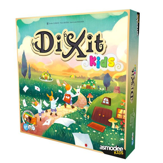 In the cooperative children's game Dixit Kids, you work together to invite as many guests as possible to the Swift Rabbit's big birthday party! In each round, one of you takes on the role of the Swift Rabbit. They visit a rabbit burrow and choose one of the rabbits to be their birthday guest. The Swift Rabbit then selects a card from their hand that matches the guest's mood: this card is the invitation.
All the other players are courier rabbits. They have to deliver the invitation to the rabbit the Swift R