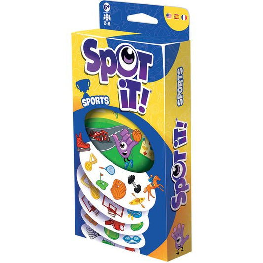 In Spot it!, there is only one common symbol between two cards. Be the first to spot the match to win!
This Sports edition features symbols inspired by a wide range of sports. Perfect for sports fans of all ages!
FAST-PACED MATCHING FUN: Spot It! Sports is a game of sharp eyes and lightning reflexes where players race to find the one matching sports symbol between any two cards—first to spot it wins!
COMPLETE GAME SET INCLUDED: Contains 55 illustrated cards, 1 rulebook, and 1 durable tin case—easy to lear