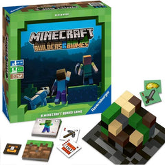 Explore the Overworld, face dangerous mobs, and mine resources to build fantastic structures! The world’s bestselling videogame, Minecraft, has been adapted into an easy-to-learn strategy board game perfect for tabletop gamers and Minecraft fans alike. Each turn, players take two of five possible actions: explore the Overworld, mine resources from a block of resource cubes, build structures, collect weapons, or fight mobs like Endermen and Creepers. Build carefully and fight bravely to win!