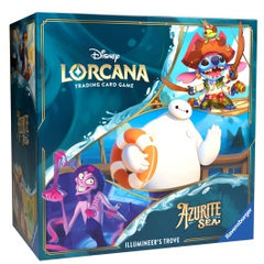 Release Date: 11/25/2024
The ultimate treasure for both collectors and players, the Illumineer’s Trove includes a full-art storage box with 6 character-themed card dividers to keep your Disney Lorcana TCG cards safe and organized by ink.
The Illumineer’s Trove includes eight booster packs and helps keep track of character and location damage with six transparent dice featuring a a flowing water theme. Finally, the spin-dial lore counter makes it easy to mark your progress toward victory!
Contents:
• 1 card