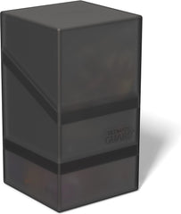 Ultimate Guard Boulder'n'Tray 100+ Onyx. By popular demand, here is the Boulder'n'Tray 100+. This deck case combines the sturdiness of our Boulder with the flexibility of an extra compartment for your dice and other accessories - just like our classic Monolith. Our Boulder'n'Tray 100+ impresses with its durable, soft-touch finish², which ensures a comfortable grip and long life during all your gaming sessions. - Holds up to 100 standard size cards
