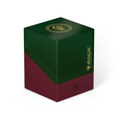 Ultimate Guard celebrates one of the most iconic and popular planes in Magic: The Gathering's history with the "Guild Summit" series: Ten elegant Boulder 100+ featuring the golden crest of each guild on the semi-transparent deck boxes, all with a silky soft-touch finish. The Boulder 100+ holds up to 100 double-sleeved cards, making it the perfect home for your two-color Commander deck! Don't miss out on the stunning Arkhive 1000+ Xenoskin from the "Guild Summit" series either, which is the perfect storage p