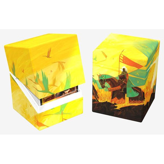 Ultimate Guard's RTE Boulder 100+ deck boxes are durable, reliable, and made in Germany from 78% renewable resources. Despite their secure closure, they remain easy and convenient to open. Each deck box holds 100 double-sleeved cards in Ultimate Guard sleeves, making them an ideal choice for trading card games like Magic: The Gathering, Pokémon, Lorcana, Flesh and Blood, Yu-Gi-Oh!, and One Piece. This Artist Edition #3 Duo Pack, designed by Magic: The Gathering artist Dominik Mayer, includes two RTE Boulder