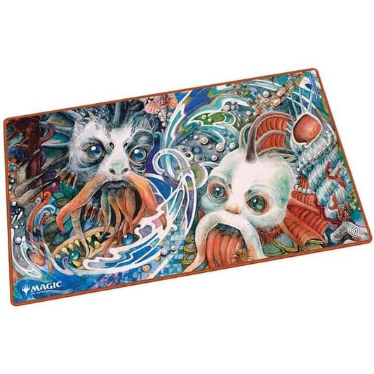 The 61x35cm playmat protects cards and sleeves while playing and improves the gaming experience thanks to its anti-slip underside, while the stitched edges guarantee an even longer service life. The top side of the Play-Mat is printed with officially licensed artworks from Magic: The Gathering's upcoming set 'Lorwyn Eclipsed'. Officially licensed Magic: The Gathering artwork Protects gaming cards and accessories during gameplay Anti-slip underside for maximum gaming grip. Natural rubber 2mm thick soft cushi