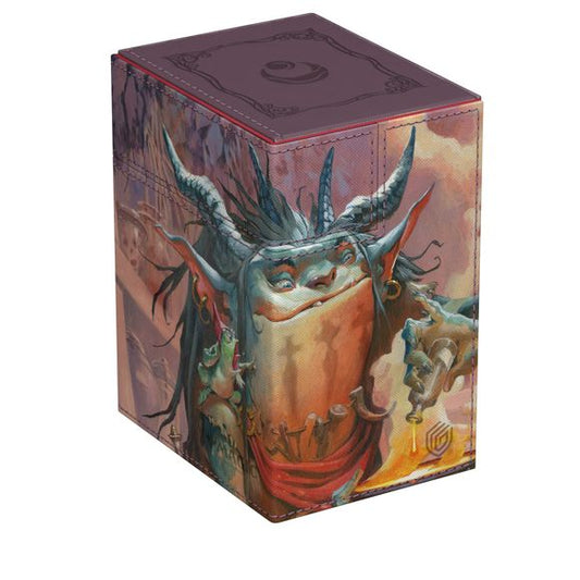 The Flip'n'Tray 133+ Xenoskin is a high-quality TCG deck box that offers premium card protection thanks to its resistant Xenoskin material, microfiber inner lining, and strong magnetic closure. The deck box has an integrated and removable accessory tray for dice that can be accessed independently and is printed in full color with officially licensed artworks from Magic: The Gathering's upcoming set "Lorwyn Eclipsed". The Flip'n'Tray 133+ Xenoskin is optimized to hold 133 double-sleeved or 160 single-sleeved