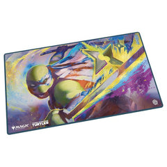 The 61x35cm Play-Mat protects cards and sleeves while playing and improves the gaming experience thanks to its anti-slip underside, while the stitched edges guarantee an even longer service life. The top side of the Play-Mat is printed with officially licensed artworks from Magic: The Gathering | Teenage Mutant Ninja Turtles.