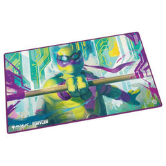 The 61x35cm Play-Mat protects cards and sleeves while playing and improves the gaming experience thanks to its anti-slip underside, while the stitched edges guarantee an even longer service life. The top side of the Play-Mat is printed with officially licensed artworks from Magic: The Gathering | Teenage Mutant Ninja Turtles.