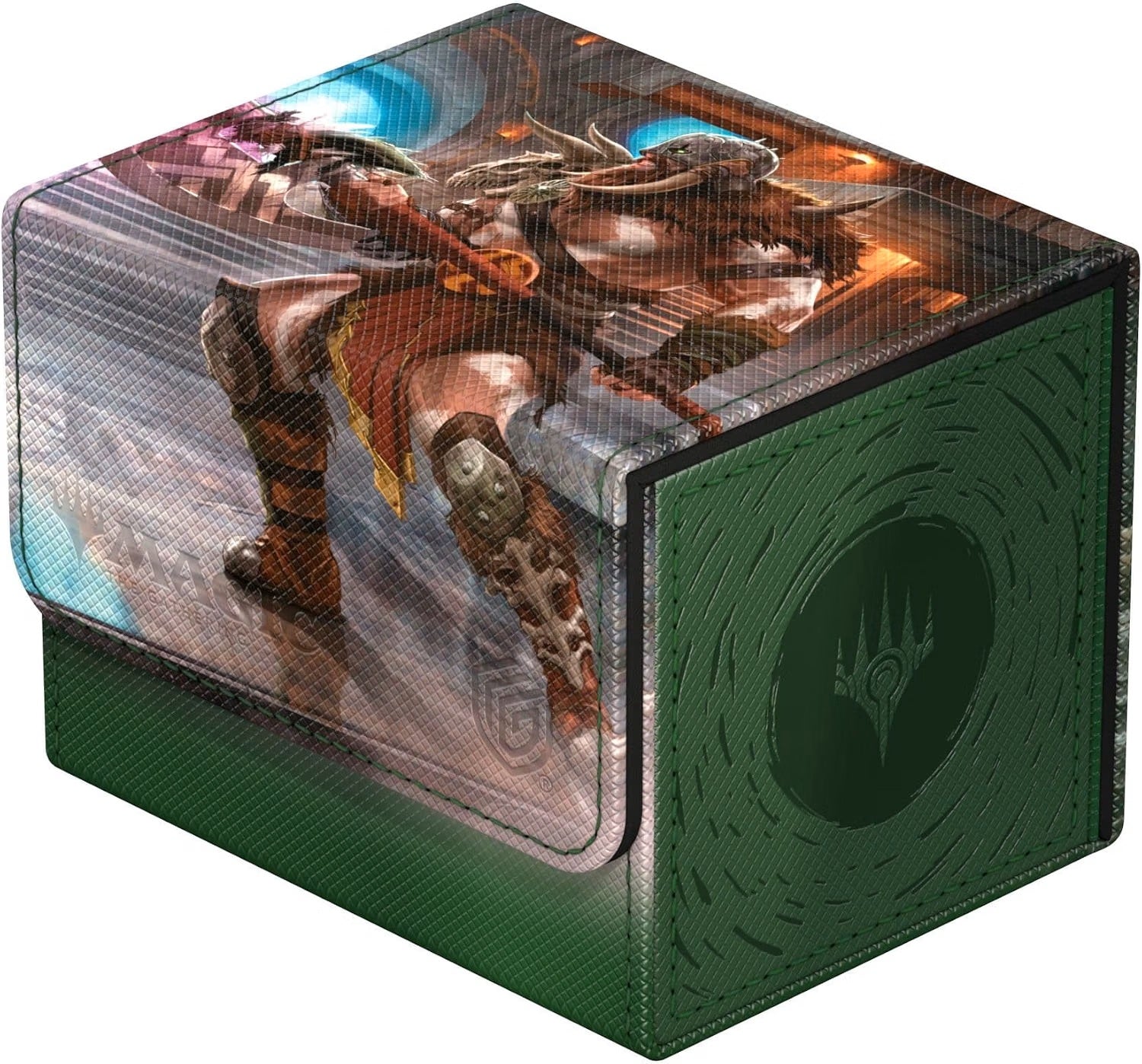 The Sidewinder 100+ Xenoskin is a high-quality TCG deck box that offers premium card protection thanks to its resistant Xenoskin material, microfiber inner lining, and strong magnetic closure, while still granting easy and convenient access to the deck inside. The deck boxes are printed in full color with officially licensed artworks from Magic: The Gathering's upcoming set "Reality Fracture". The Sidewinder 100+ Xenoskin is optimized to hold 100 double-sleeved or 120 single-sleeved cards in Ultimate Guard