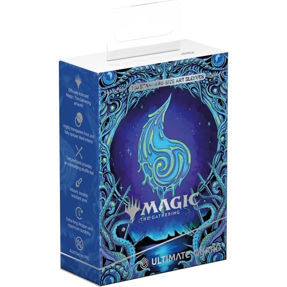 <p><strong>Ultimate Guard Art Sleeves: Magic: The Gathering Mana Token – Island (100 Count)</strong> combine premium trading card protection with officially licensed MTG artwork inspired by blue mana. Featuring vibrant Island-themed artwork, these standard-size card sleeves offer textured backs for smooth shuffling and highly transparent fronts for excellent card visibility. Their fully opaque black interiors help conceal card backs, while scratch-resistant printing maintains lasting visual appeal. Made fro