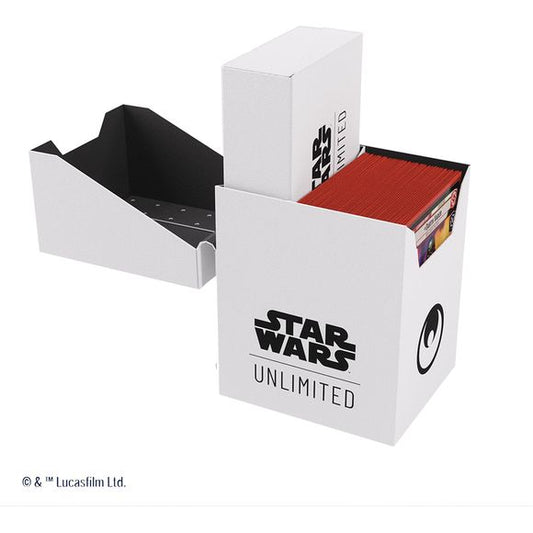 The budget-friendly way to carry your cards and accessories for Star Wars™: Unlimited!
The Soft Crate is the durable all-in-one solution for Star Wars™: Unlimited players. This full-color printed deck box is packed with ingenious features. It protects a full double-sleeved deck of 60 cards and includes an innovative token box! This token box has a smart click-lock mechanism to keep all tokens safely stored. Once opened, the lid stays upright for convenient access. The Soft Crate is available in 5 amazing de