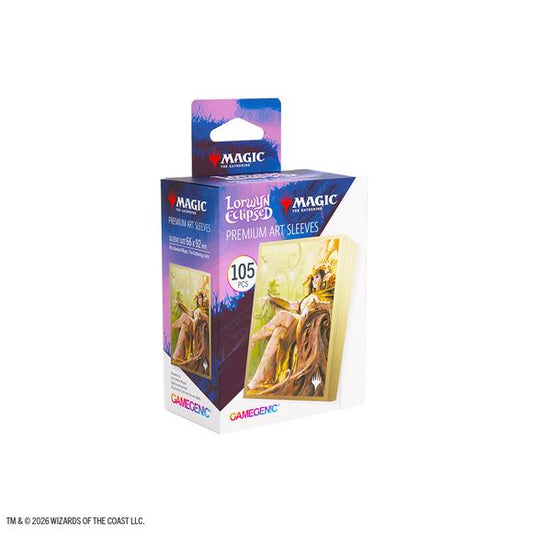 Enhance your game and protect your cards in style. These premium-quality, full-color printed Art Sleeves with textured finish are a must-have for every fan of the game. The matte back and clear front provide an exceptional tactile feel and an incredibly smooth shuffle experience. Each pack includes 105 sleeves and comes in fully plastic-free full-art packaging with a retractable hanger.