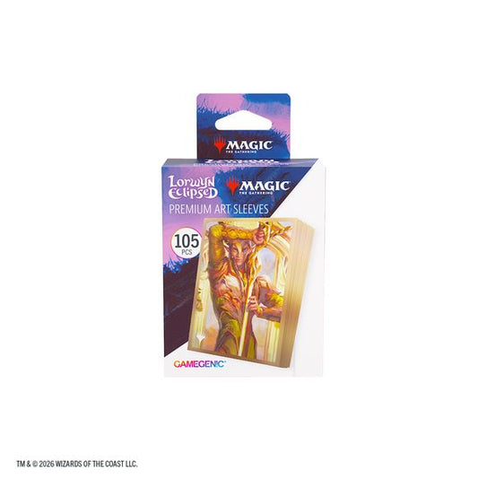 Enhance your game and protect your cards in style. These premium-quality, full-color printed Art Sleeves with textured finish are a must-have for every fan of the game. The matte back and clear front provide an exceptional tactile feel and an incredibly smooth shuffle experience. Each pack includes 105 sleeves and comes in fully plastic-free full-art packaging with a retractable hanger.