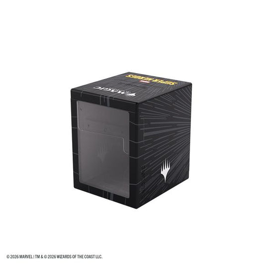 REAR COMMANDER DISPLAY WINDOW: Unique clear rear window lets you display your top card or Commander without opening the deck box for instant deck identification.
HOLDS 100+ DOUBLE-SLEEVED CARDS: Designed to securely store 100 double-sleeved cards, even when using extra thick inner sleeves.
ROCK-SOLID SNAP-OPEN DESIGN: Durable deck box with secure locking mechanism and smooth snap-open functionality for quick access.
CONVERTS INTO CARD PILE HOLDER: Innovative design allows the box to transform into a card