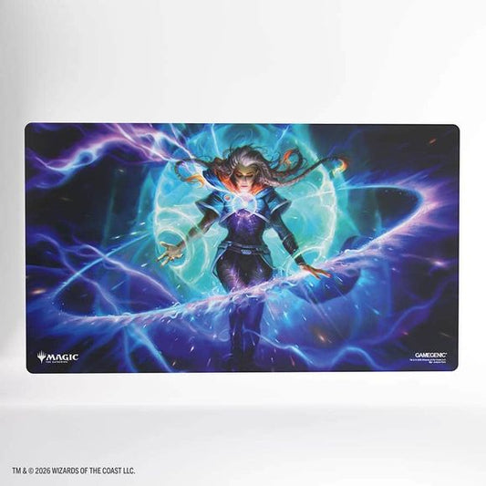 Upgrade your tabletop with the Magic: The Gathering Reality Fracture Prime Playmat featuring Entrust the Spark artwork. This officially licensed MTG playmat features vibrant full-color printing, a smooth ultrafine fabric surface for easy card movement, and 2mm soft cushioning to help protect cards during play. The anti-slip backing keeps the mat securely in place, while Gamegenic’s premium flat stitching helps prevent cards and sleeves from catching on the edges. Ideal for Magic players, collectors, Command