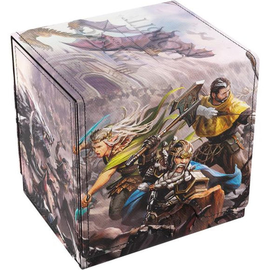 The Sidekick PRO 100+ XL is a premium deck box featuring officially licensed artwork in 2 designs from the game.
Designed for functionality and style, it holds 100+ double-sleeved cards in a sideloading position, with additional space for tokens and a UV-protected Slide Card Case at the front. The Slide Card Case is seamlessly integrated into the front of the box and can be removed for use during gameplay, allowing players to display their Commander card while keeping it fully protected at all times.
A