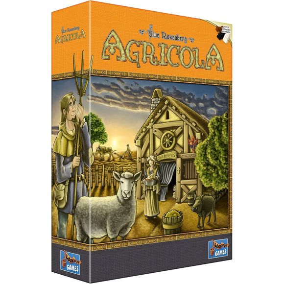 The 17th Century Was Not an Easy Time to be a Farmer.
In Agricola (Latin for farmer), you're a farmer in a wooden shack with your spouse and little else. You might think about having kids in order to get more work accomplished, but first you need to expand your house. And what are you going to feed all the little rug rats?
Guide your family to wealth, health and prosperity and you will win the game.