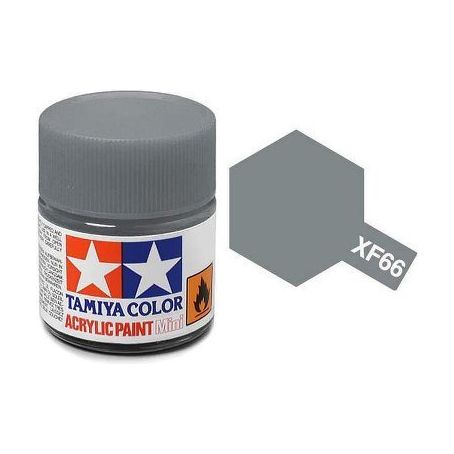 Tamiya Acrylic Paints are made from water-soluble acrylic resins and are excellent for either brush or spray painting. These paints can be used on styrol resins, styrofoam, wood, plus all of the common model plastics. The paint covers well, flows smoothly with no blushing or fading, and can be blended easily. 10ml screw top bottle. 
Proper ratio for paint thickness differs according to weather conditions. Rough guidelines of thinning ratio is2:1-3:1 ( Tamiya Acrylic paint : thinner).
Continental US Sh