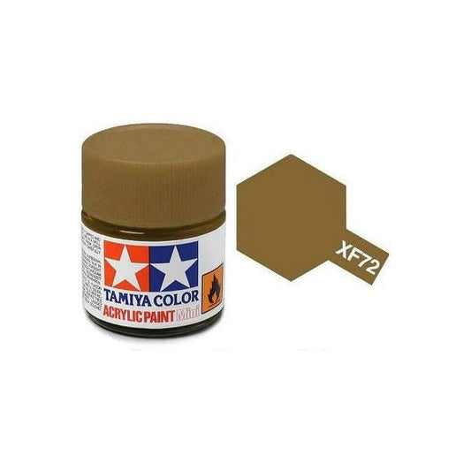 Tamiya Acrylic Paints are made from water-soluble acrylic resins and are excellent for either brush or spray painting. These paints can be used on styrol resins, styrofoam, wood, plus all of the common model plastics. The paint covers well, flows smoothly with no blushing or fading, and can be blended easily. 10ml screw top bottle. 

Proper ratio for paint thickness differs according to weather conditions. Rough guidelines of thinning ratio is2:1-3:1 ( Tamiya Acrylic paint : thinner).

Continental US Sh