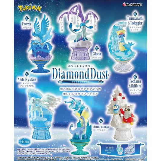<p><strong>Each box contains 1 random Pokémon diorama figure. Specific designs cannot be selected.</strong></p>
<p>Bring the beauty of snow and ice to your collection with the <strong>Re-Ment Pokémon DiamondDust</strong> blind box series!</p>
<p>This elegant collection features Pokémon associated with cold climates, snow, and ice displayed in detailed crystal-inspired diorama scenes. Translucent effect parts, icy bases, and winter-themed scenery give each design a sparkling, jewel-like appearance.</p>
<p