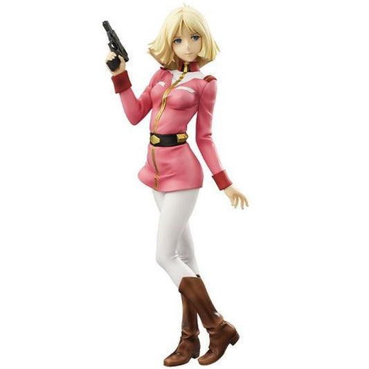 From the Mobile Suit Gundam anime comes a figure of Sayla Mass! She stands nearly 8 inches tall and comes with 2 interchangeable right arm parts so you can pose her holding a pistol or saluting!