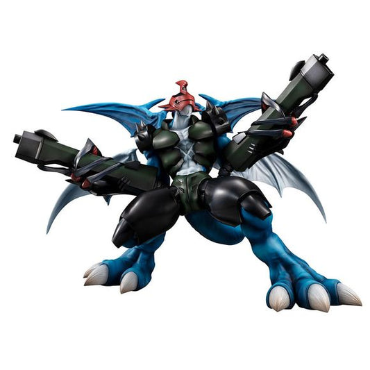 From the anime series Digimon Adventure 02 comes the Ultimate Digimon Paildramon! The moment Davis was able to create an emotional bond with Ken allowed this powerful DNA Digivolution to take place, creating the powerful Paildramon with the arms and legs of a dragon and the ironclad body of an insect's shell—all faithfully captured on this Precious G.E.M Series figure! The figure has been sculpted in a dynamic pose with his biological cannons ready to release his Desperado Blaster attack.