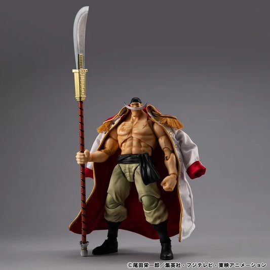 <p><strong>PRE-ORDER: Expected to ship in May of 2027.</strong></p>
<p>Whitebeard, the World's Strongest Man, returns in Megahouse's Variable Action Heroes line with the upgraded Edward Newgate Ver. 1.5.</p>
<p>This updated version of the 2017 figure gives Whitebeard a cloth coat in place of the previous soft plastic, with the shoulder fringe and Whitebeard Pirates mark on the back reproduced. His muscles and scars are finely detailed with emphasized shading. Accessories include replacement hands, two rep