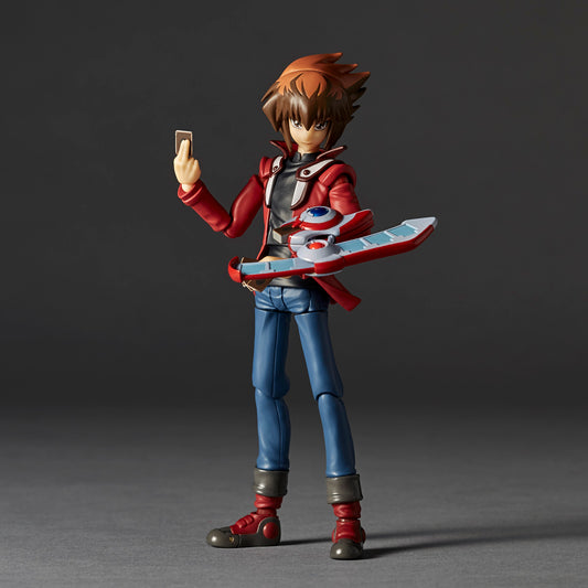 <p>Get your game on with <strong>Jaden Yuki</strong> from <strong>Yu-Gi-Oh! Duel Monsters GX</strong>, joining Kaiyodo's Revoltech action figure series!</p>
<p>Known as Judai Yuki in Japan, the energetic hero of Duel Academy has been recreated with an articulation system designed to preserve his slim anime proportions while allowing for dynamic dueling poses. Specialized shoulder and waist joints provide an impressive range of movement without disrupting the figure's recognizable silhouette.</p>
<p>Jaden'