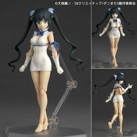 <p>The goddess of the Hestia Familia joins Kaiyodo's <strong>Revoltech</strong> series! <strong>Hestia</strong> from <em>Is It Wrong to Try to Pick Up Girls in a Dungeon?</em> is recreated as an expressive and highly articulated action figure packed with character-specific accessories.</p>
<p>Despite her compact size, Hestia's distinctive proportions, flowing twin-tail hairstyle, and iconic white-and-blue outfit are faithfully recreated with a combination of articulated and specially designed joints. The f