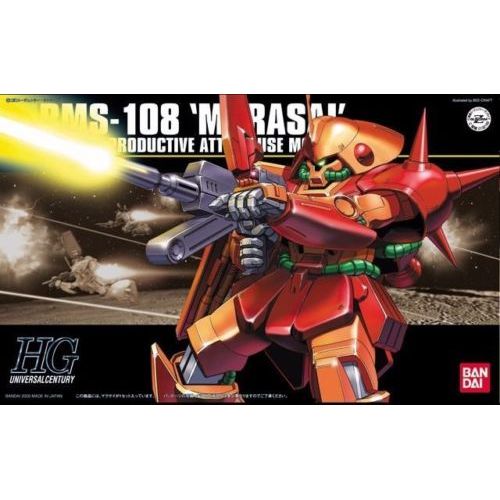 <p>Build and display <strong>HGUC Zeta Gundam RMS-108 Marasai</strong> with this official Bandai Hobby <strong>HGUC 1/144 scale model kit</strong>.</p>
<p>Zeta Gundam's Marasai comes to us in Bandai's HGUC series -- designed by Katoki Hajime, beautifully molded in coloured plastic, and featuring snap assembly for easy construction! Foil stickers are included for additional detail; polycaps allow free movement of the joints.</p>
<p>A painting colour guide, should you want to paint your kit, is included</p>