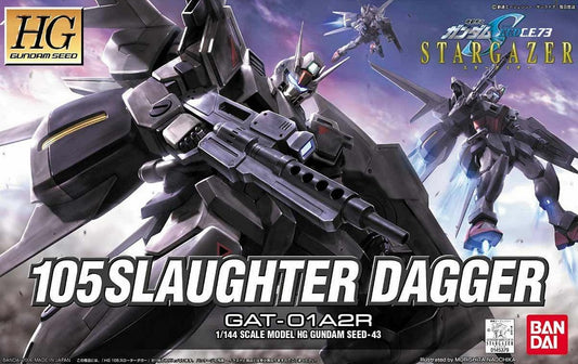 Slaughter Dagger -- strange name for a mecha. Perhaps Bandai might come up with another variation of this mecha and call it "Butcher Knife!" Seriously though, this is a very nice and simple snap-fit kit of Slaughter Dagger as appeared in the "Gundam Seed Stargazer" Original Net Animation series. It comes packed with easy-to-assemble Aile Striker, beam rifle, and beam sabers parts.