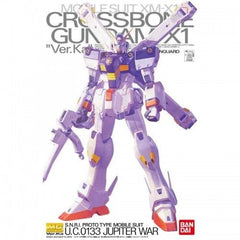 Katoki's interpretation of the Crossbones Gundam X-1 features both original and upgraded equipment. Many small parts and details are featured on this kit including the various pirate themed skulls on its main body. Core fighter can separate from body and weapons include a beam zanbar shaped like a pirate cutlass, a gun that resembles a flintlock pistol, daggers in its feet, scissor anchors in the skirt, brand markers on its forearms, and beam sabers along with an anti-beam cloak.
With a little bit of tr